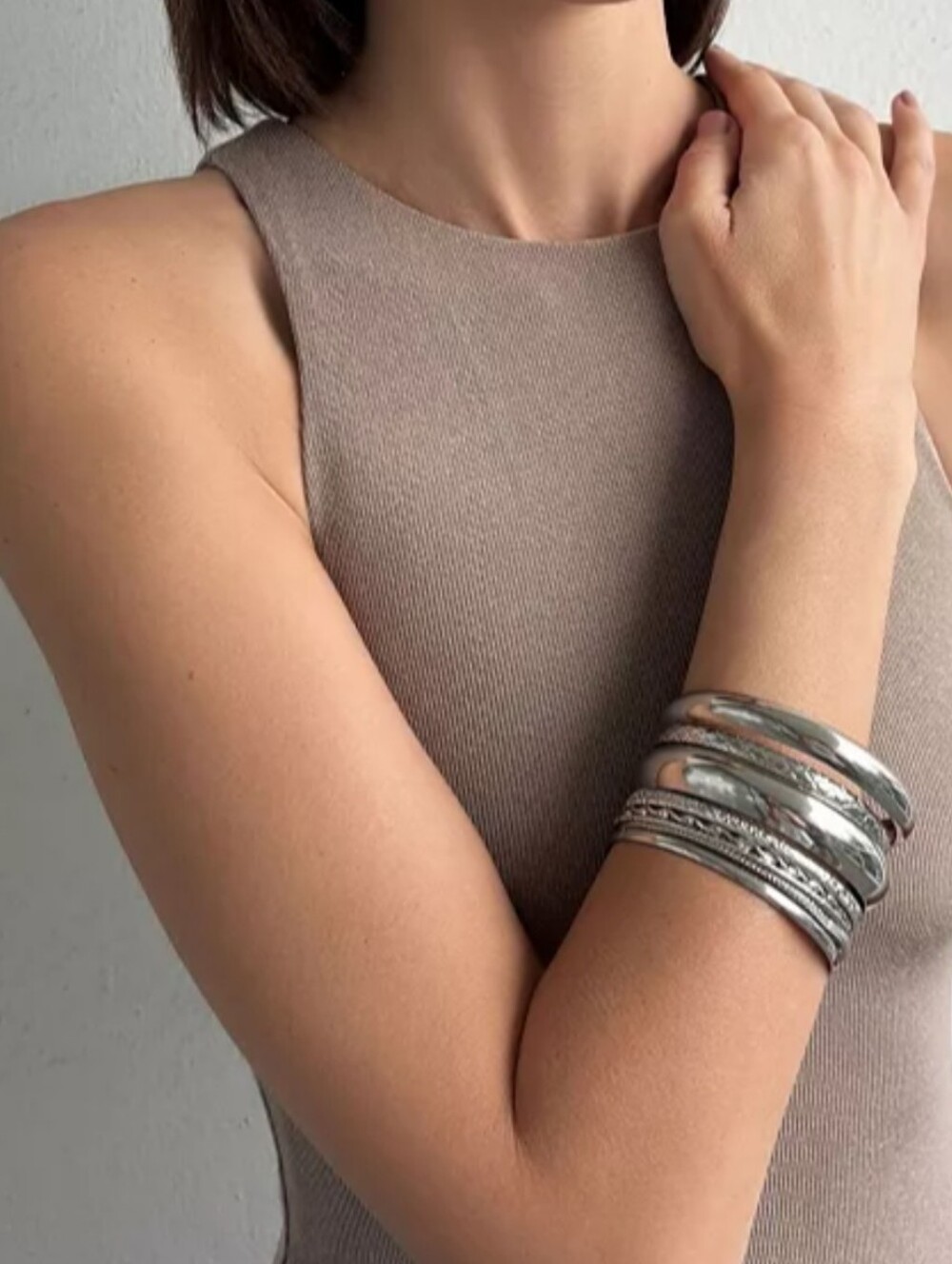ADORNIA Sterling Silver Tone Bangle Bracelet Set - 8 Piece/ BNWT - Picture 4 of 4